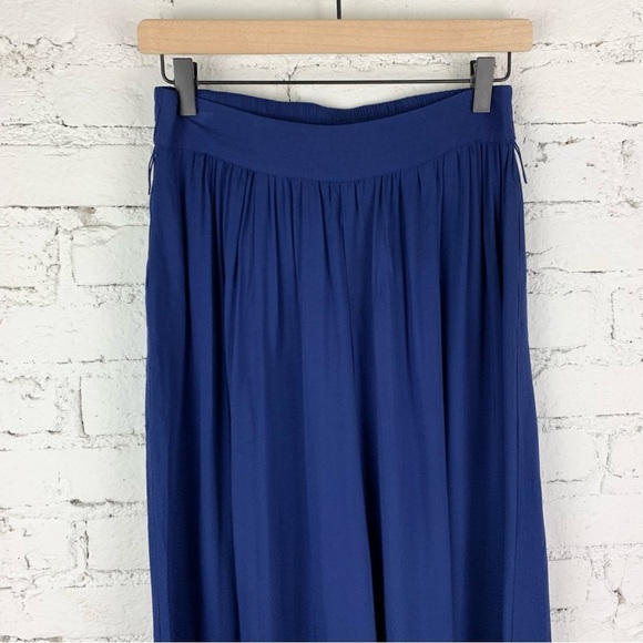 ModCloth Blue Rayon Culottes Gaucho Wide Leg Cropped Pants Small - Picture 4 of 12